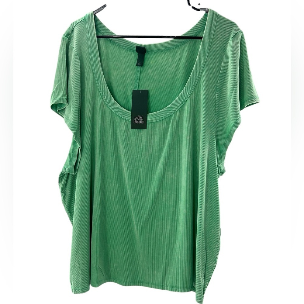 NWT Wild Fable Green Women's Round Neck Short Sleeve Top $X